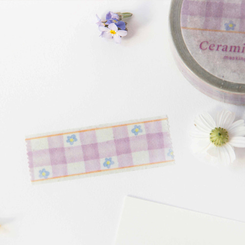 [BOKI] Ceramic plate - Gingham Flower 1 masking tape (일시품절)