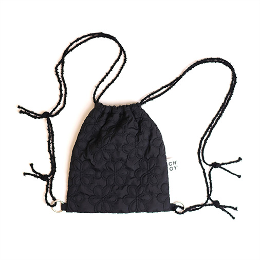 [치팅오이스터] Flower Quilted String Backpack Black