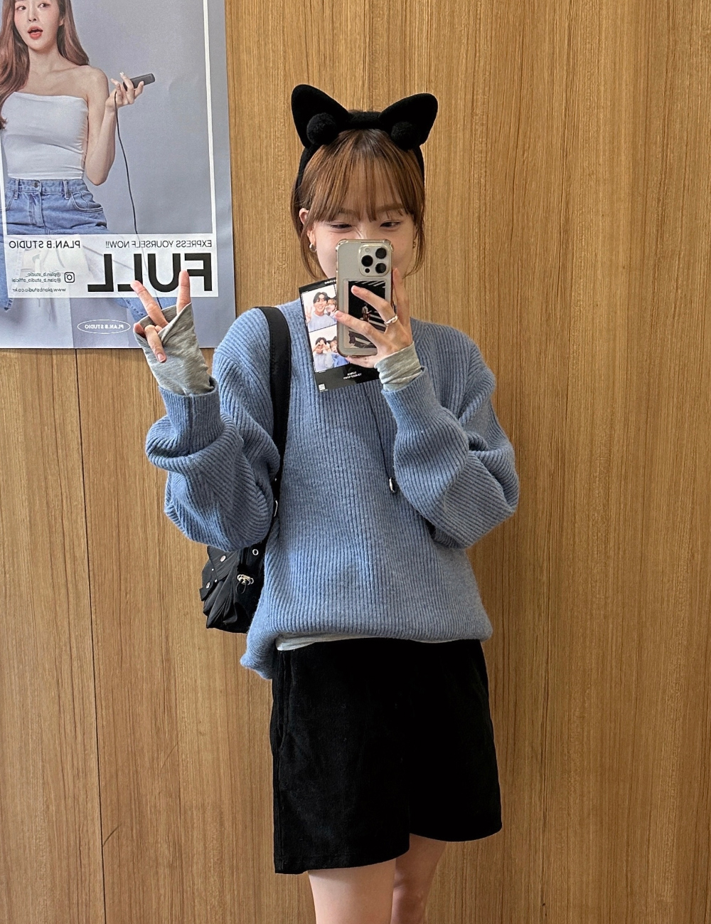 긴팔 티셔츠 모델 착용 이미지-S1L65