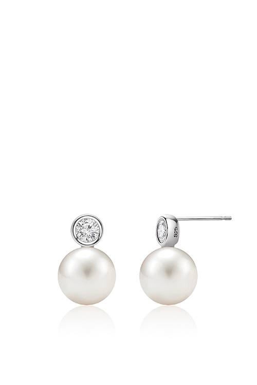 PS119 10mm Sawaroski pearl 0.3CT Moissanite Earrings 모이사나이트 0.3ct 스와로브스키 실버 귀걸이