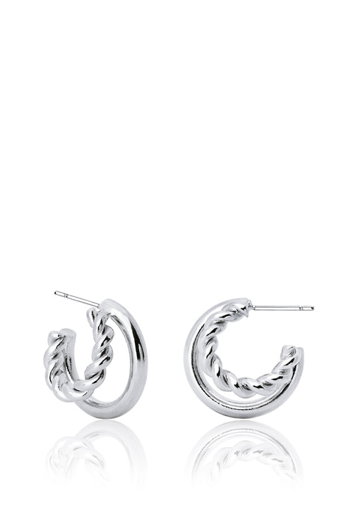 PB107E Two Line Open hoop Earrings