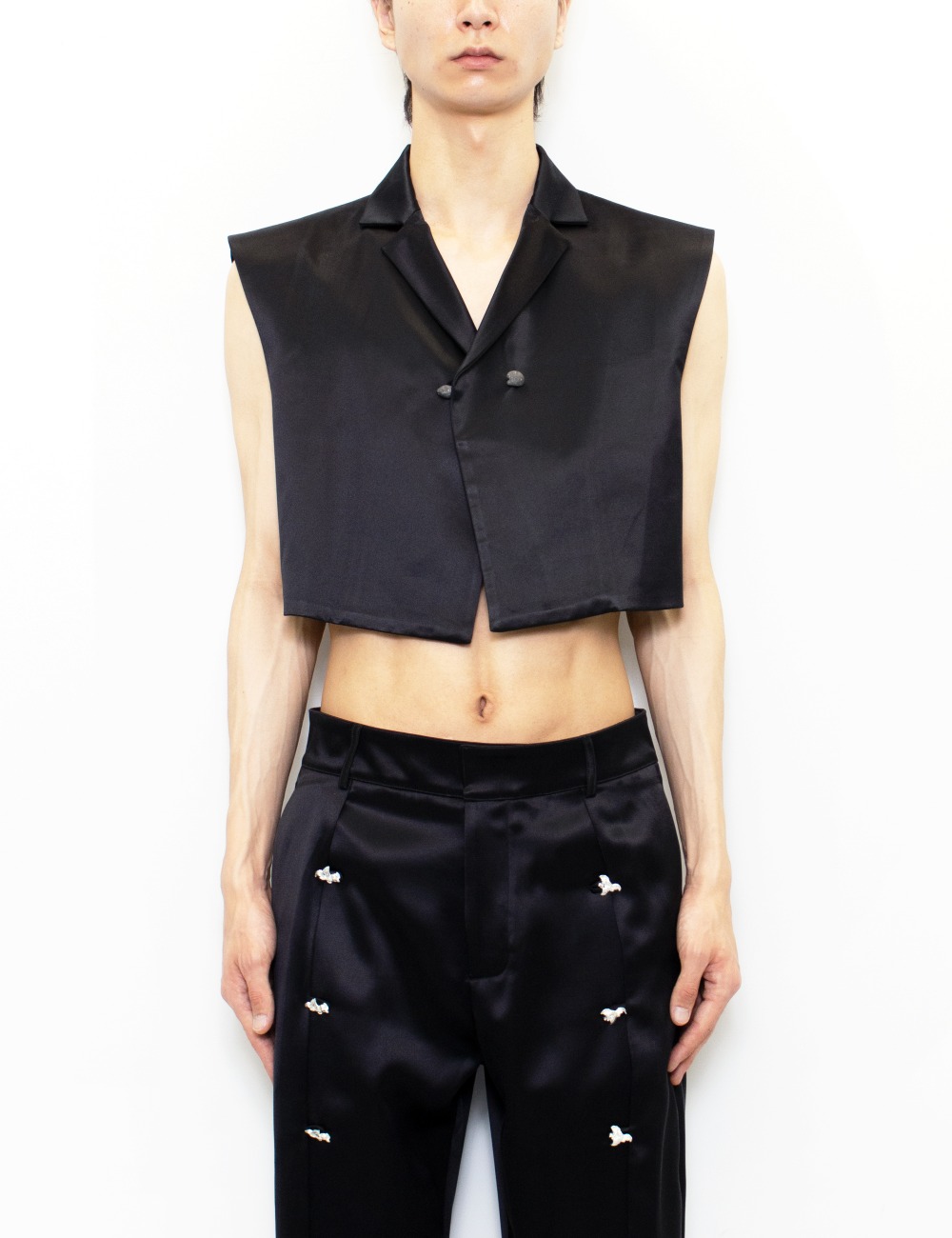 APRETADITA SILK VEST_BLACK