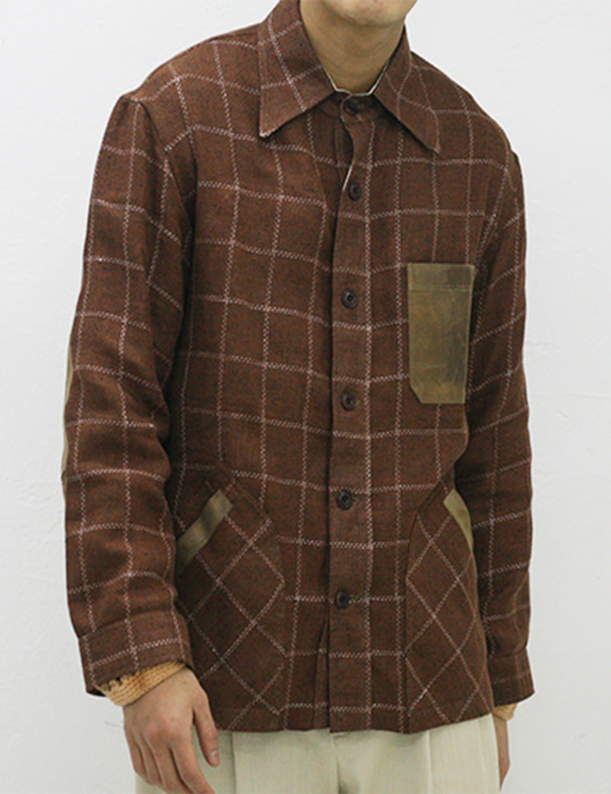 YUSSEF SHIRT JACKET_ORANGE CHECK