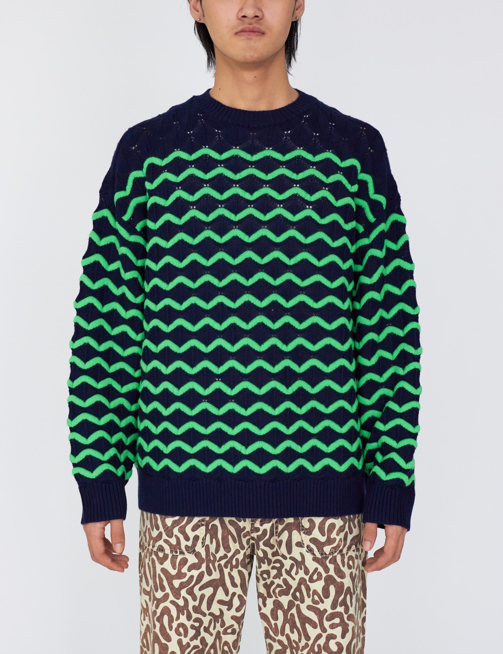 WAVE PATTERN SWEATER_GREEN