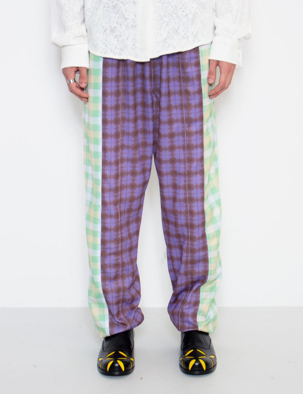 TARTAN SWEAT BOTTOM_PURPLE GREEN