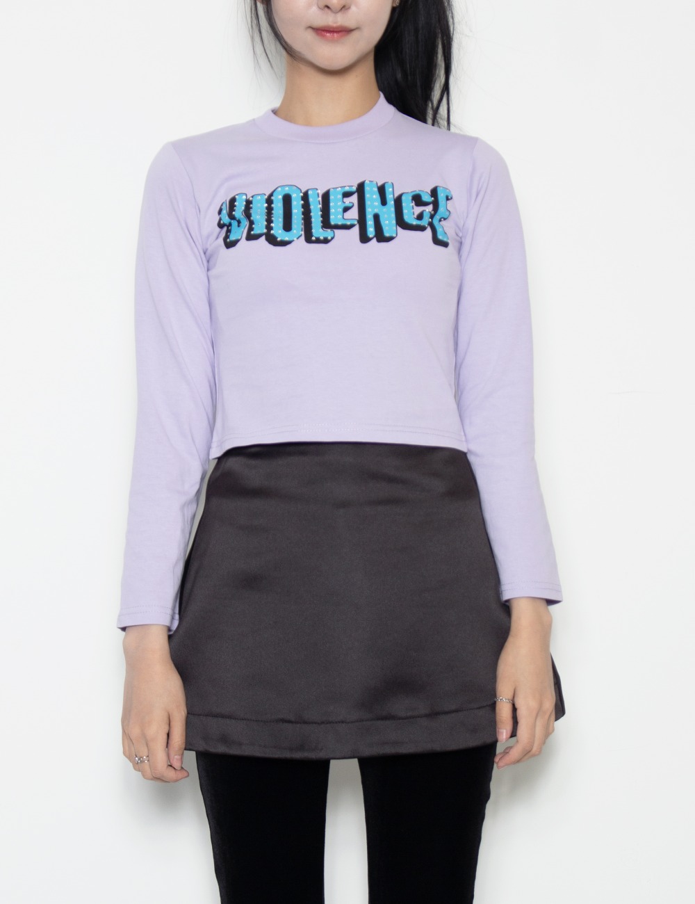 VIOLENCE TEE RHINESTONE_LILIAC