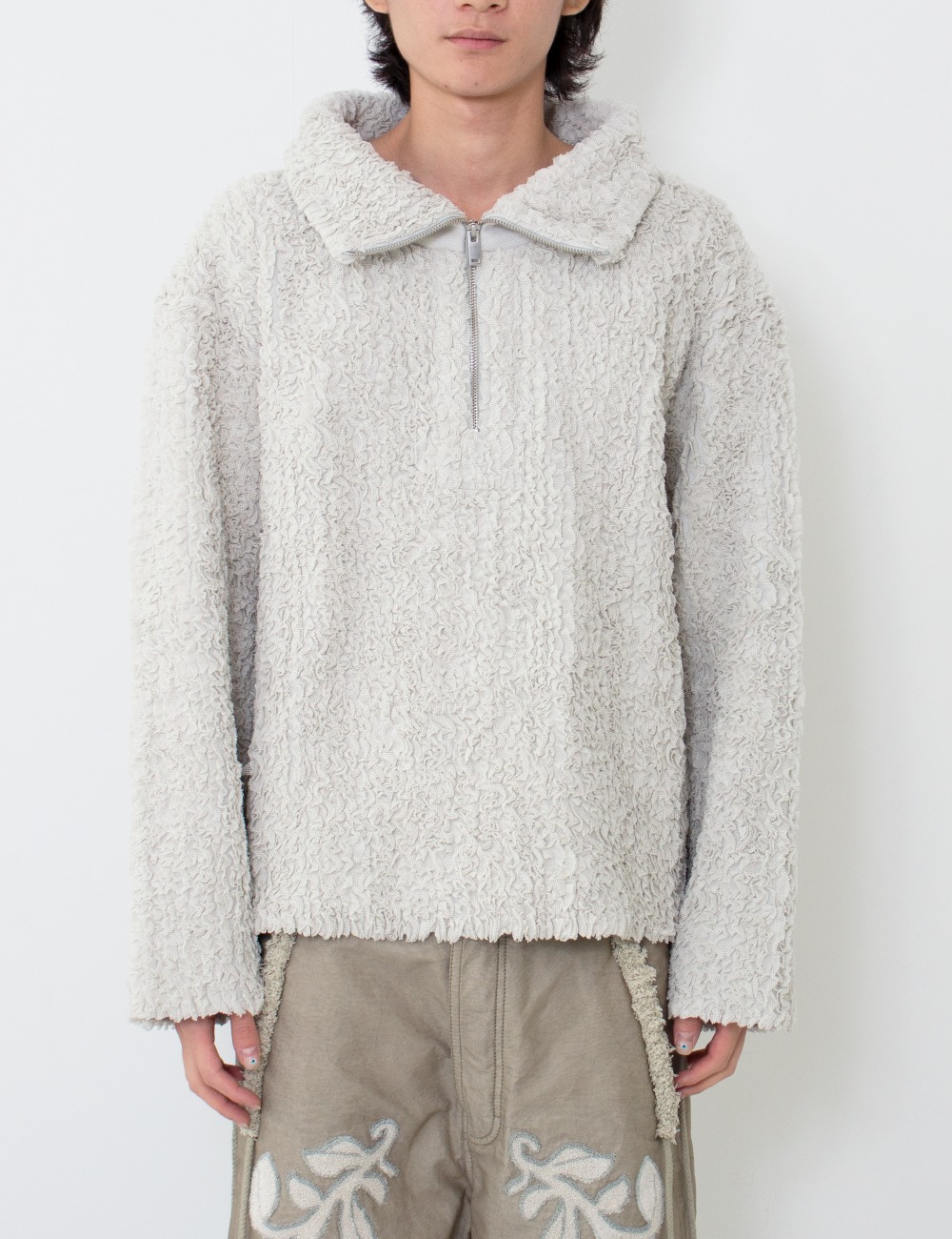 HANDMADE LOOP  BACK PULLOVER_CHALK