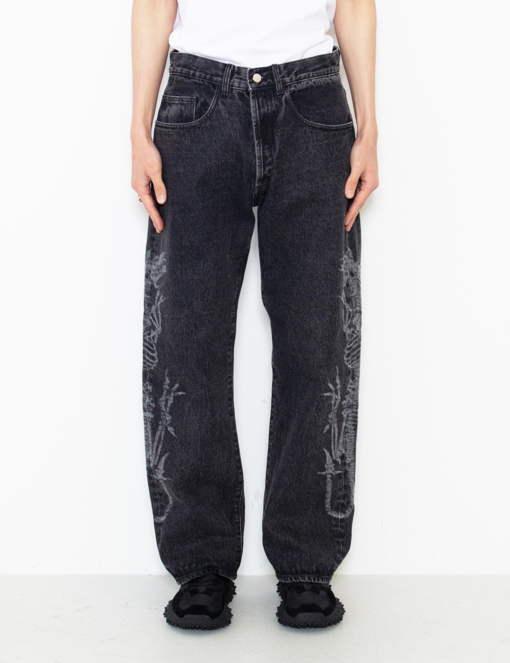 LASERED DRAGON BATTEN JEAN_BLACK