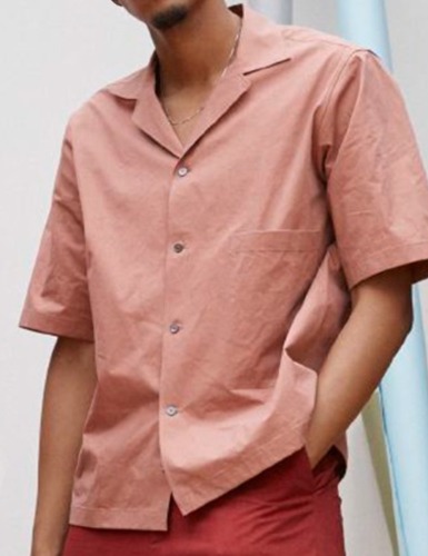 COCKLE PAPER POPLIN SHORT SLEEVE CAMP COLLAR SHIRT_MEDINA PINK