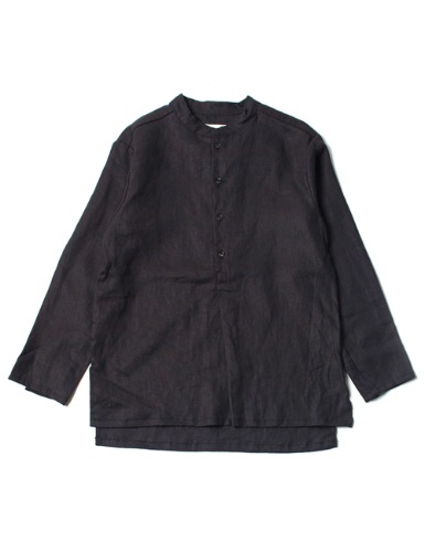 BLACK LINEN PULLOVER SHIRT