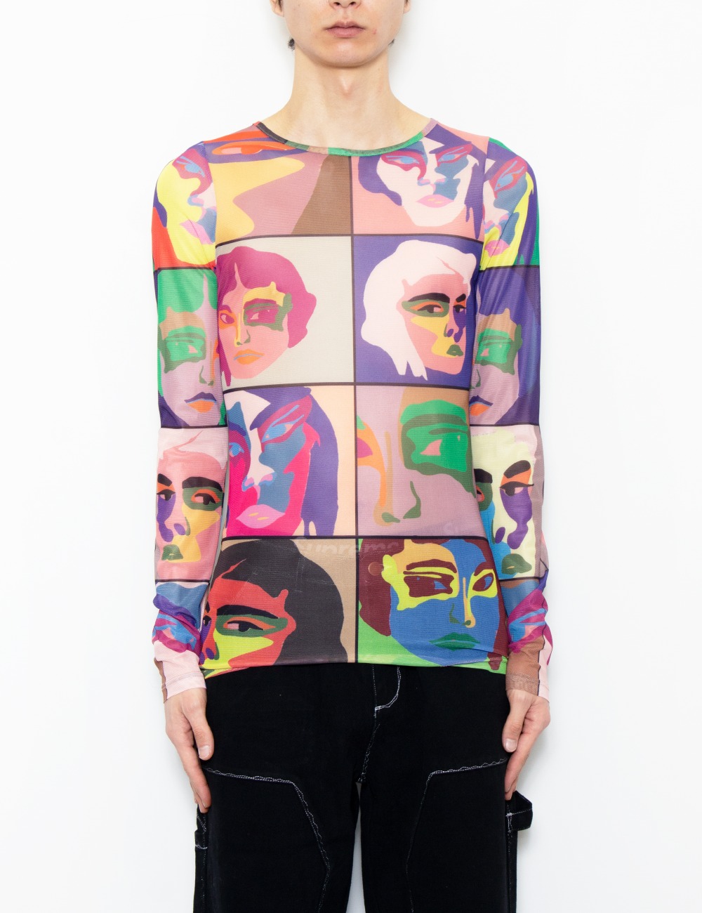 FACES PRINTED MESH SHIRTS_MULTI