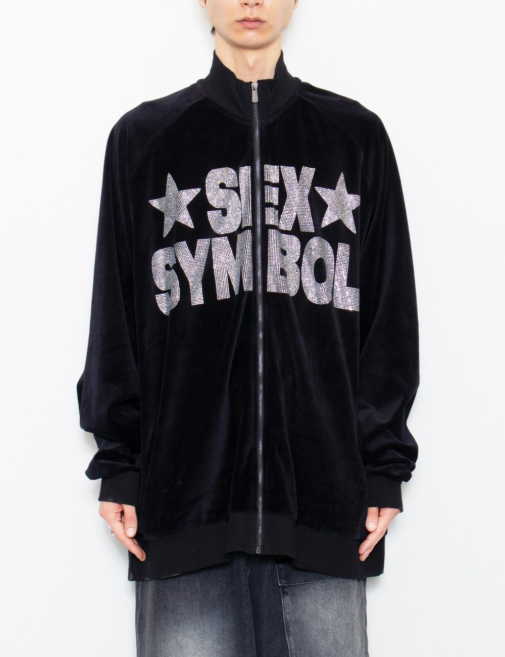 SEX SYMBOL OVERSIZE VELOUR JACKET_BLACK