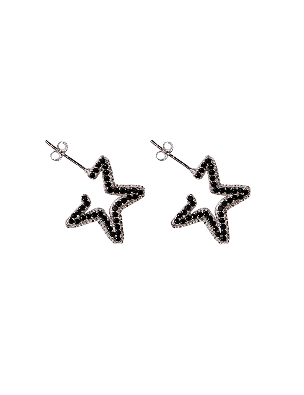 RHINESTONE STAR EARRINGS_BLACK