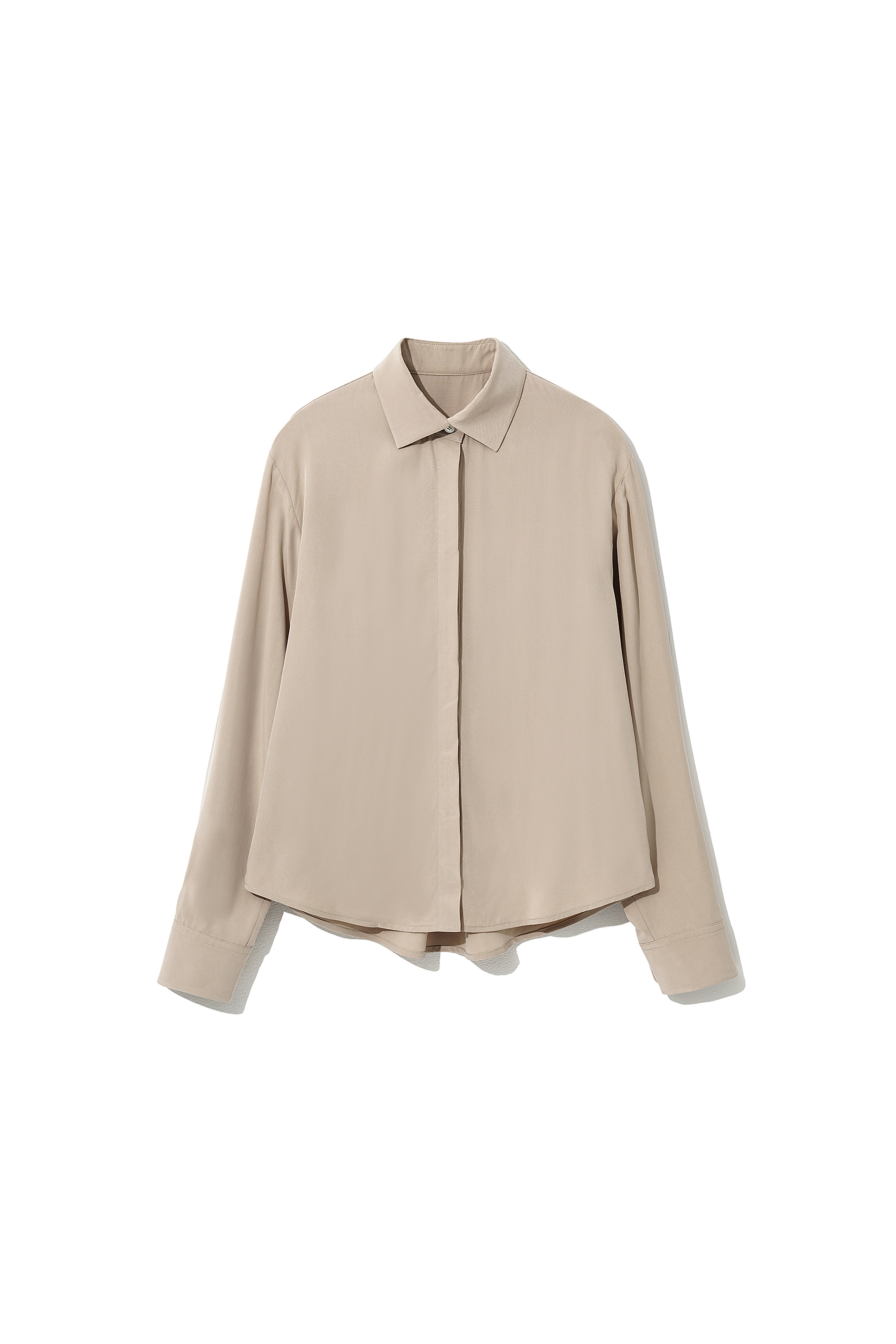 Hidden Button Tencel Shirt Sand Beige