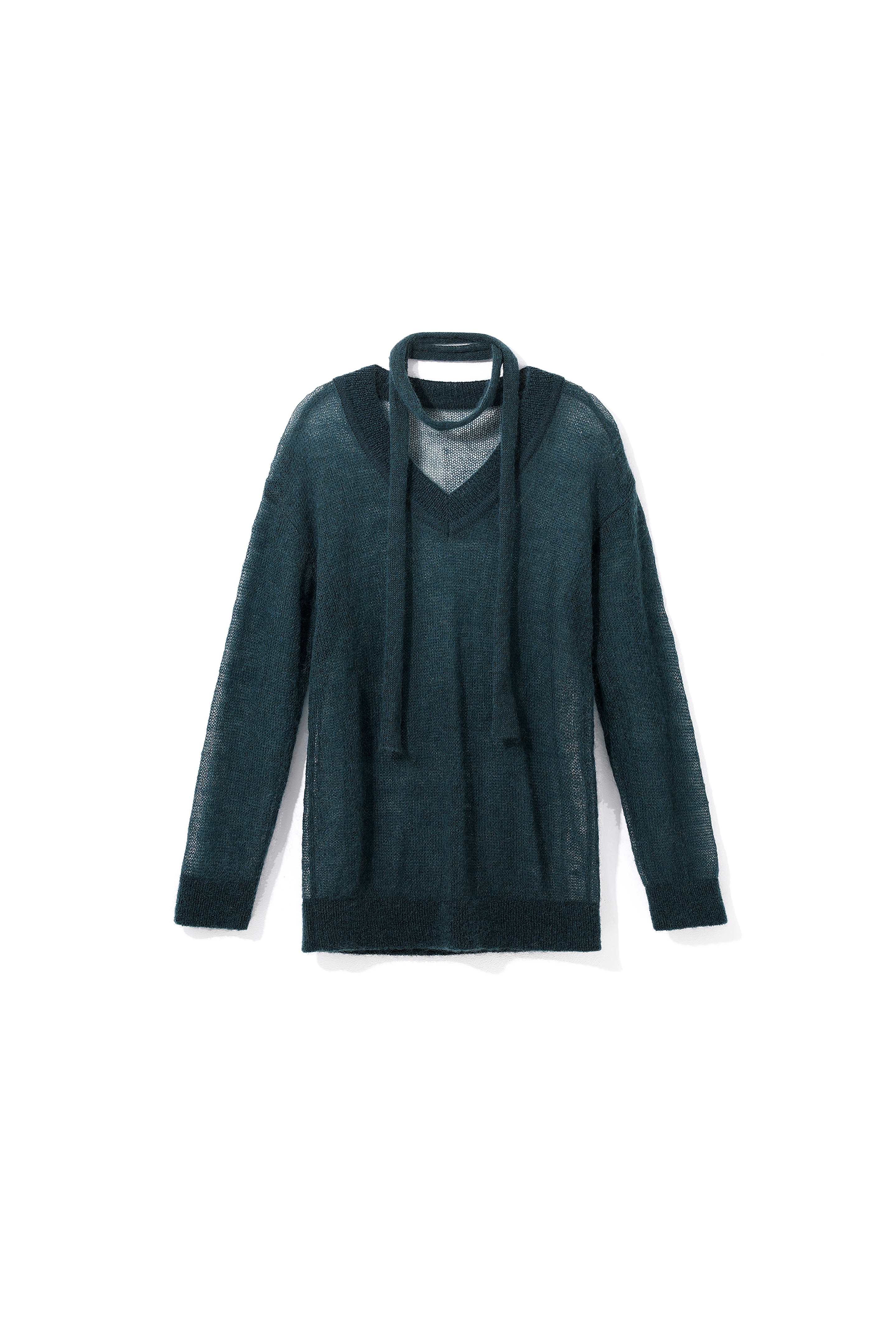 Mohair V-Neck Knit Deep Green