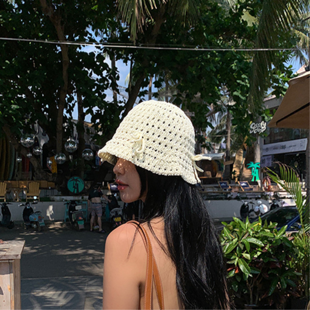 여자 여름 휴양지 여행 벙거지 모자
