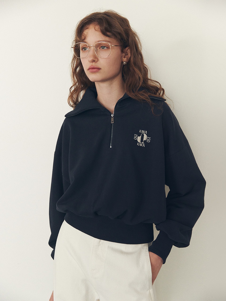 Wendy Half Zip-up Sweatshirt Navy