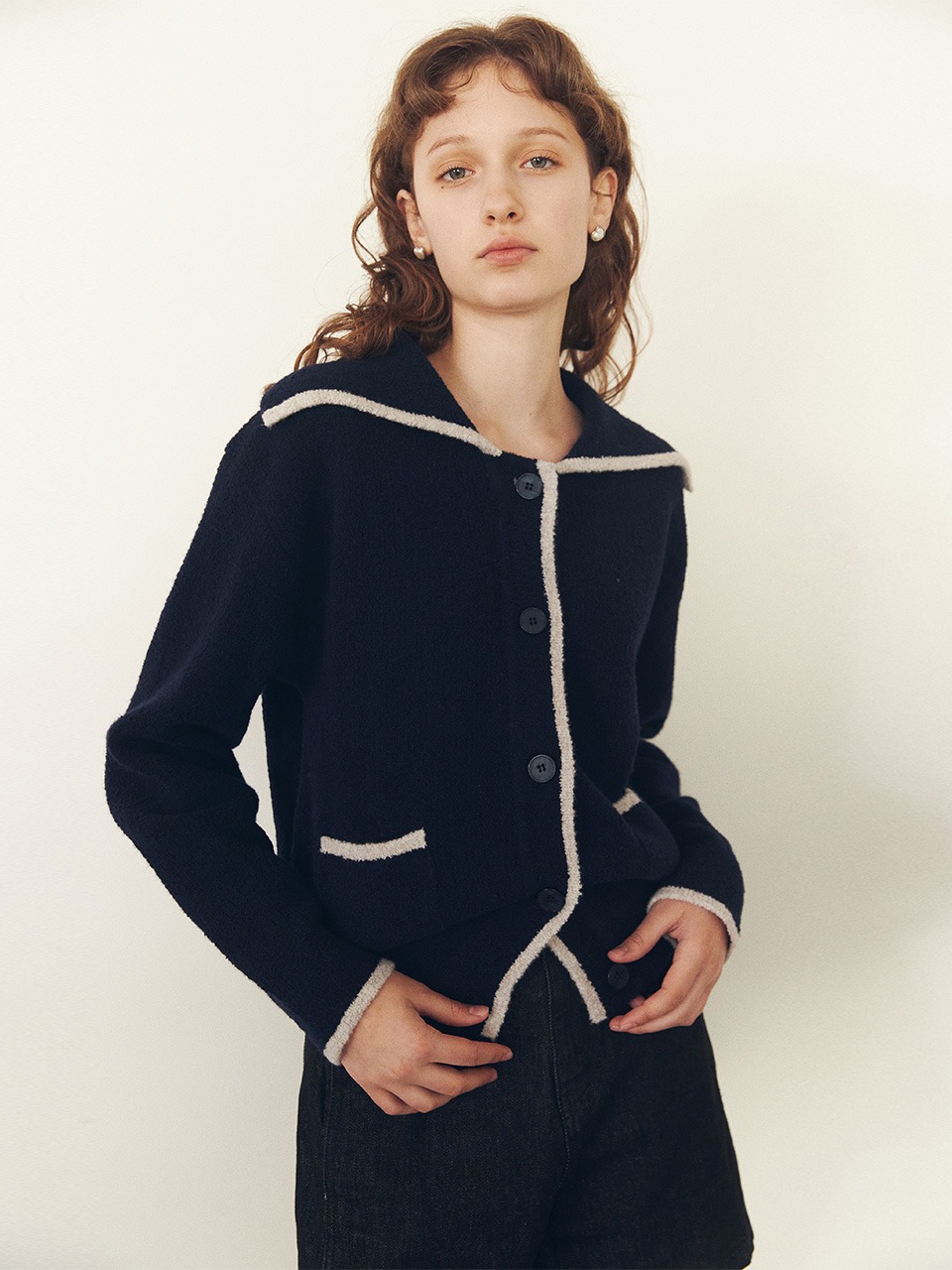 Sailor Marino Wool Knit Jacket Navy