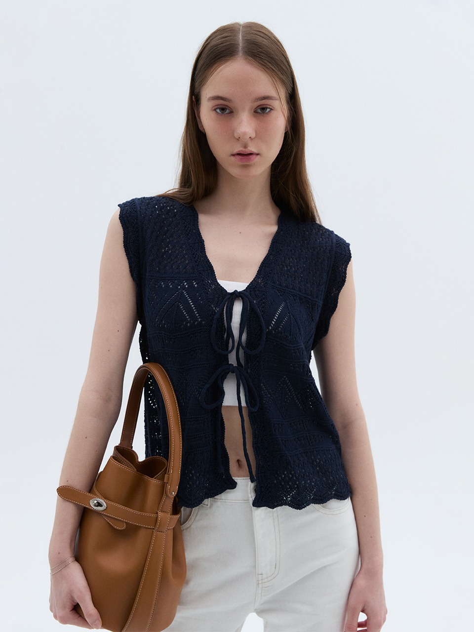 Skashi Strap Knit Vest Navy