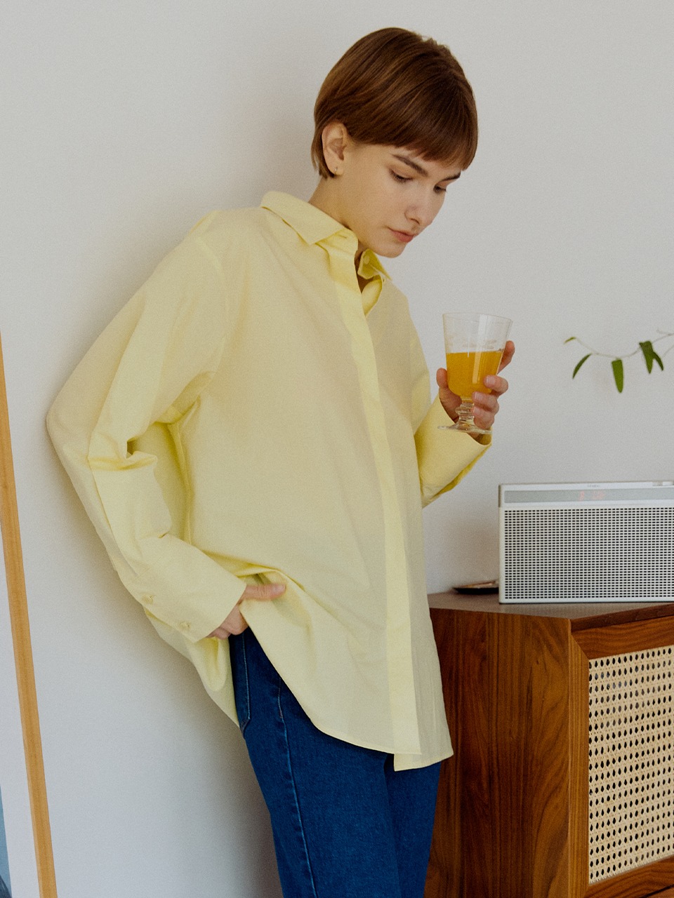 Terre Overfit Cotton Shirts Lemon