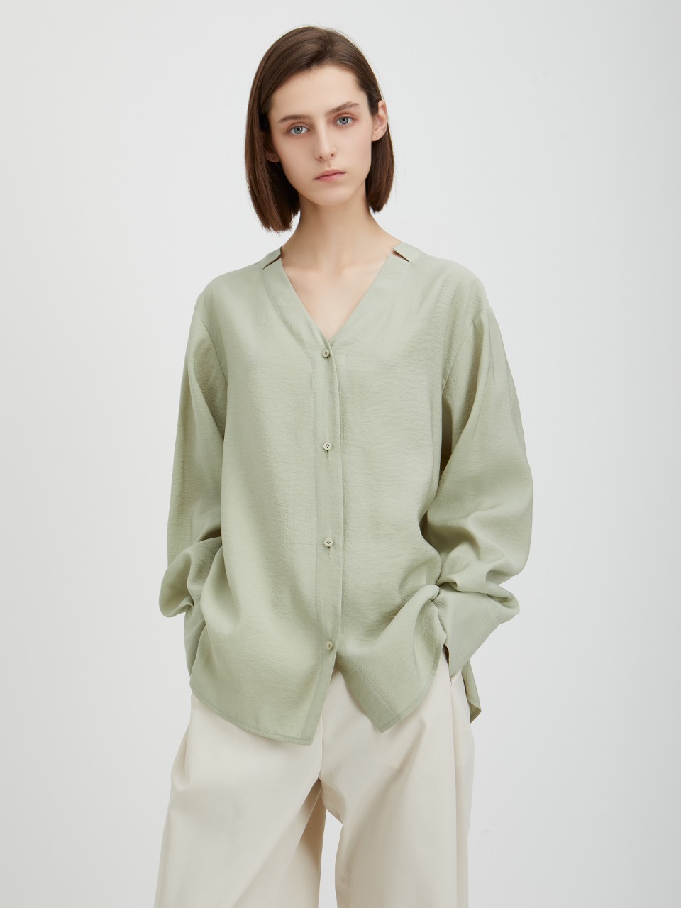 Oka Overfit Shirts Sage Green