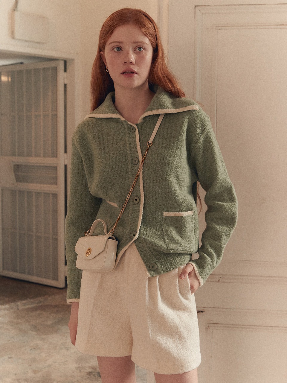 Sailor Marino Wool Knit Jacket Pistachio Green