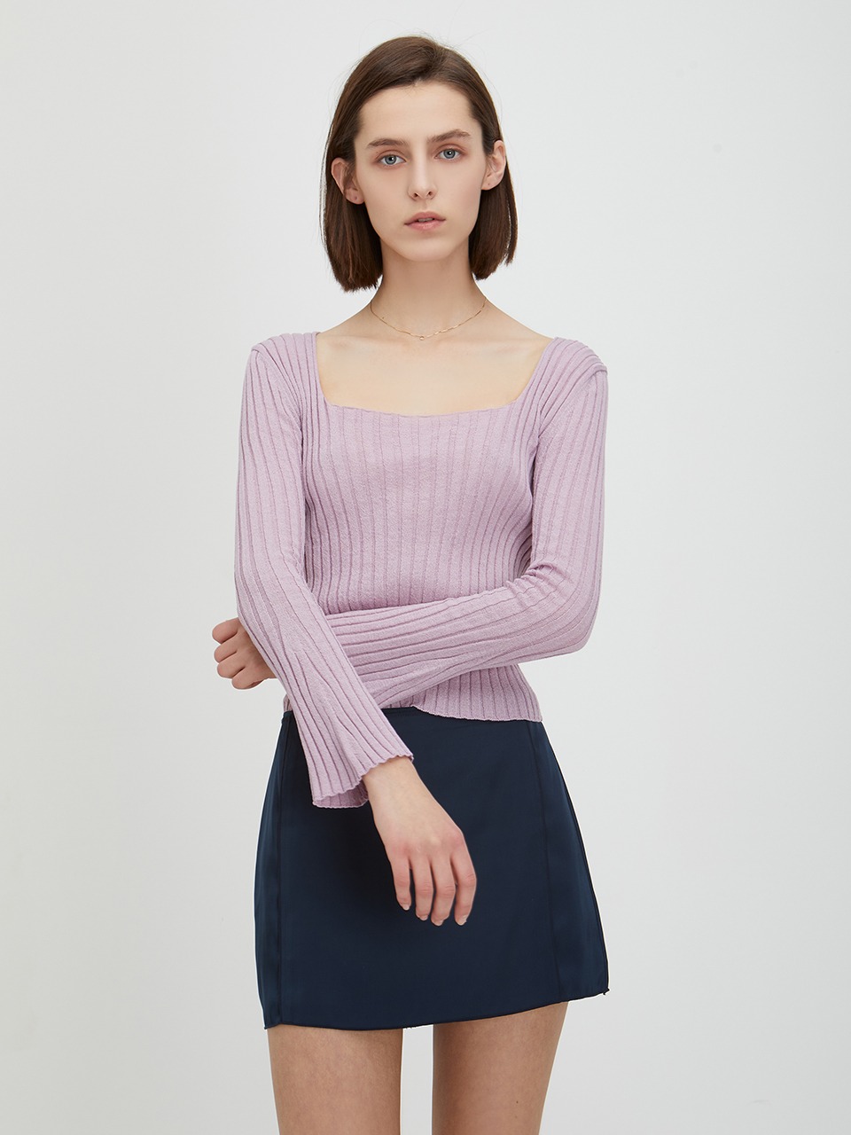 Dea ribbed Knit Top Pink Lavender