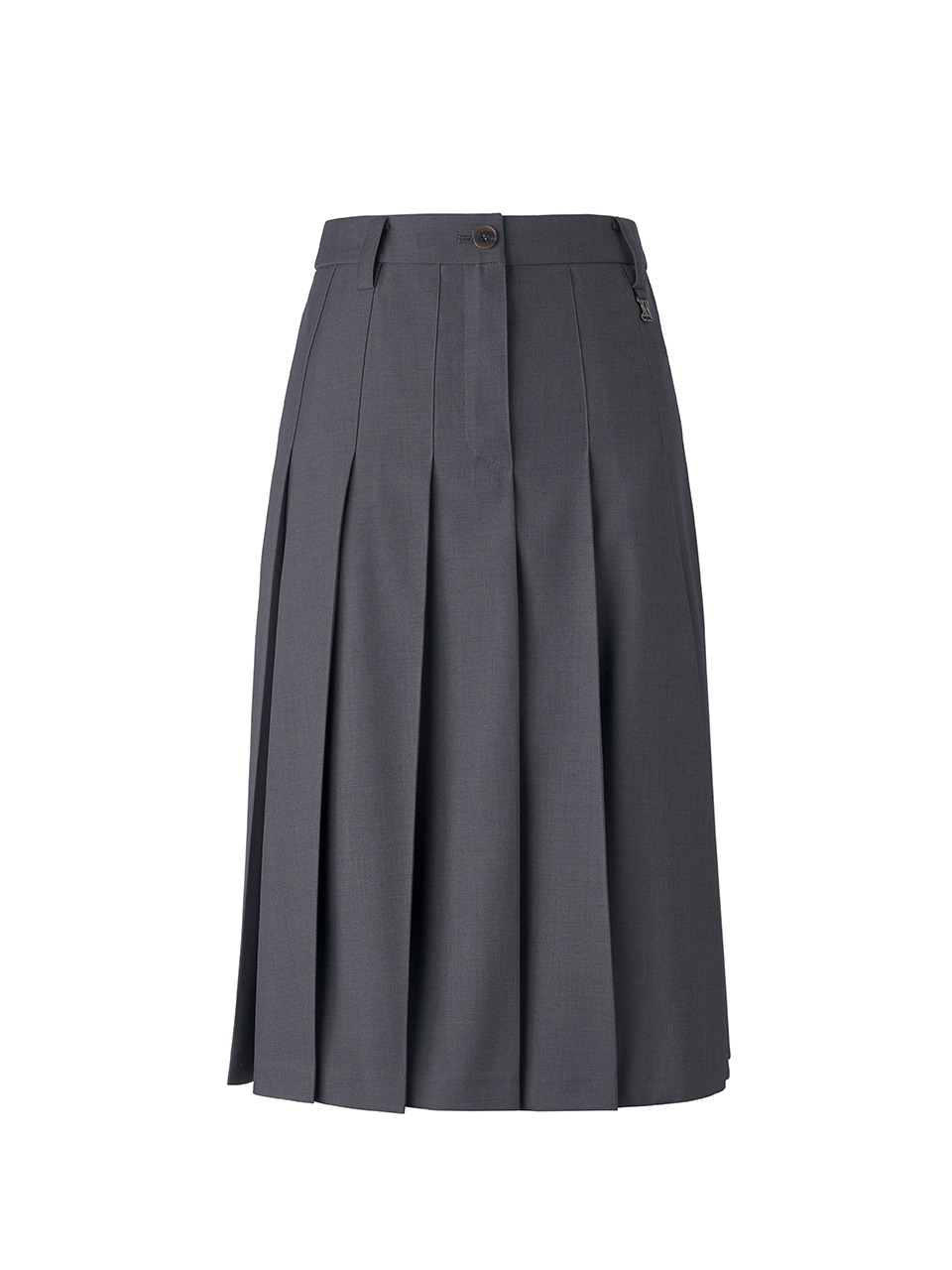 Initial Pleats Midi Skirt Black Sesame Latte