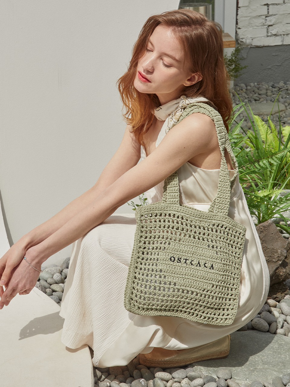 Zoey Logo Mesh Olive Cream