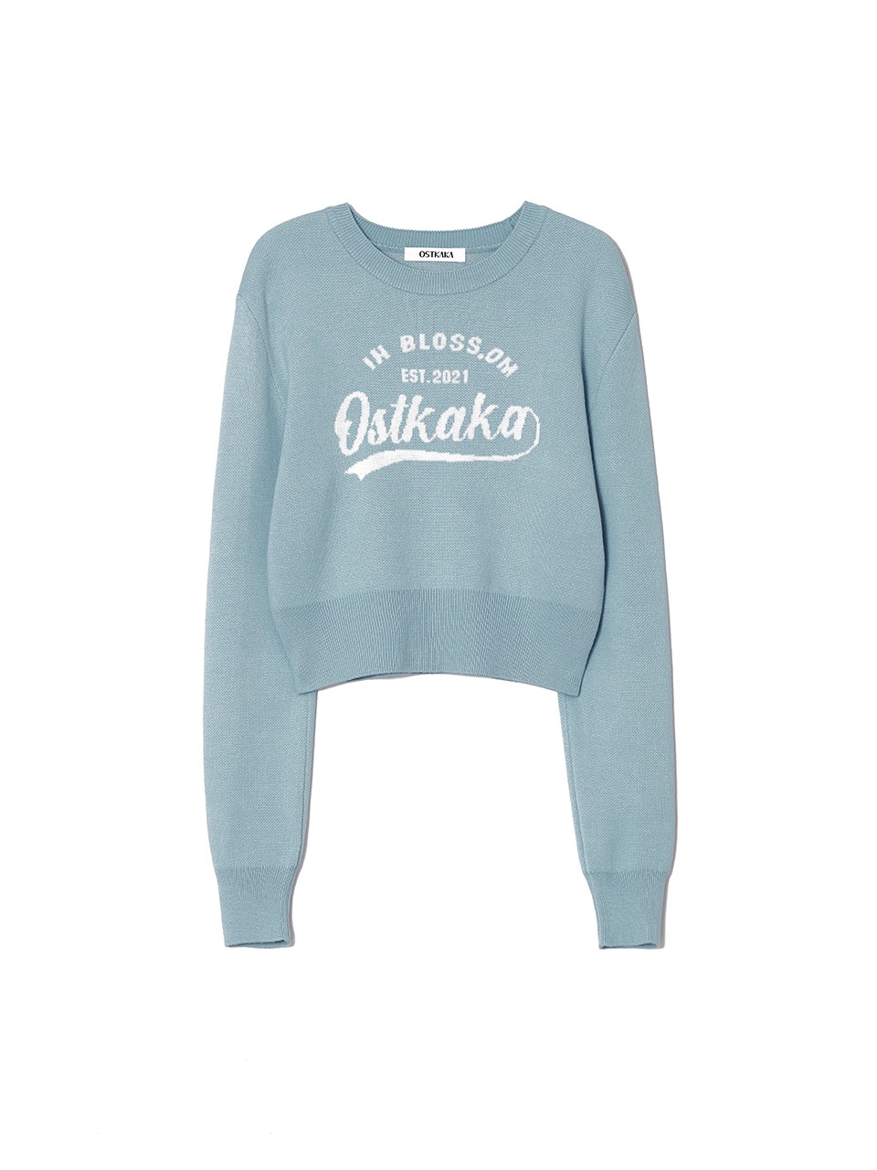 Wool Blossom Lettering Knit Light Blue