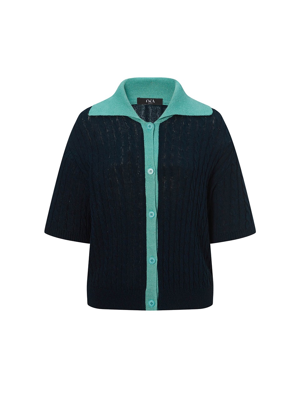 Sailor Linen Knit Half Cardigan Navy