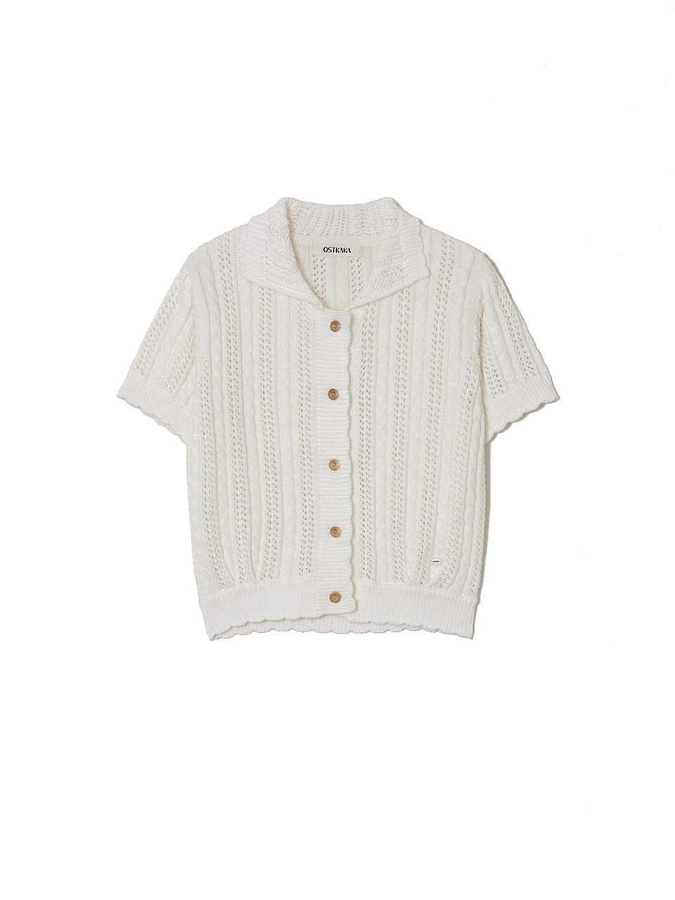 Crop Collar Cable Cardigan Ivory