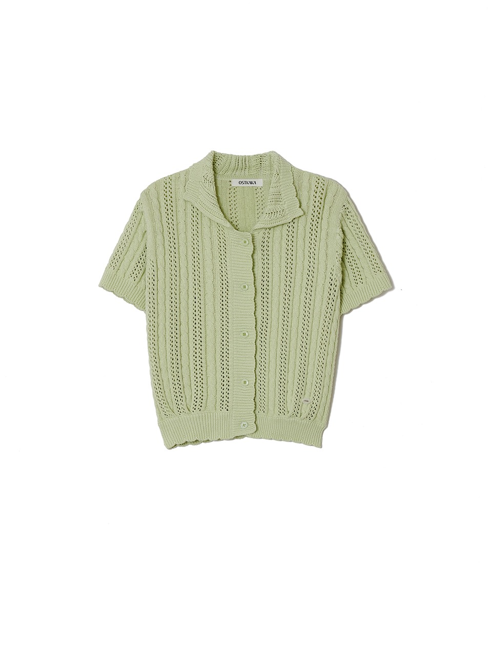 Crop Collar Cable Cardigan Lime