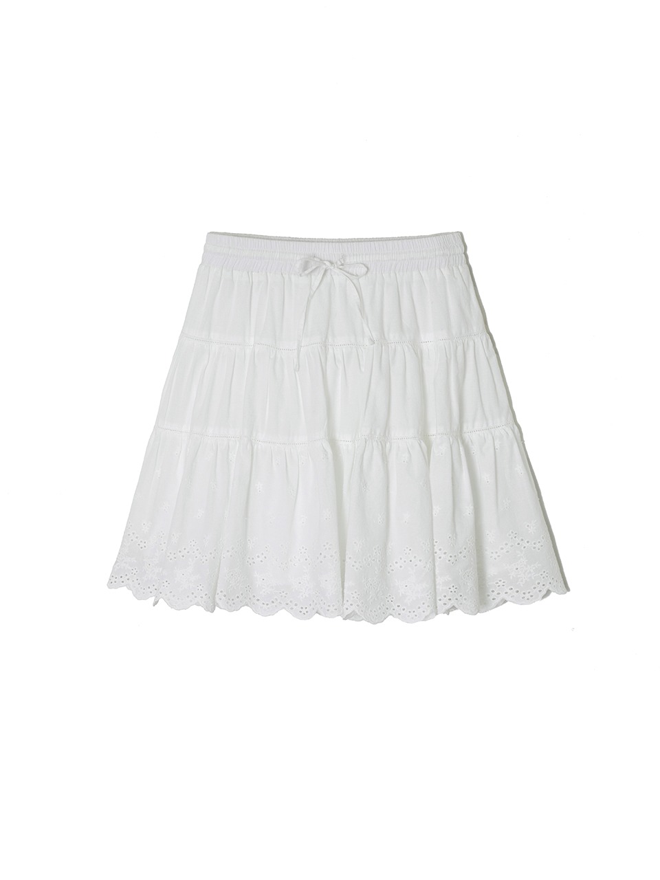 Eyelet Tiered Skirt Ivory