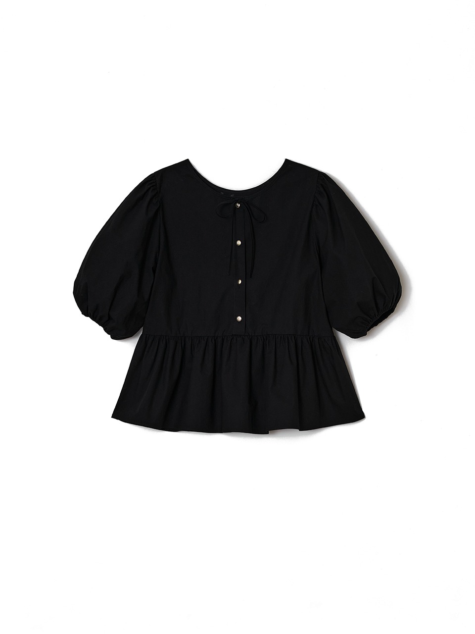 Two-way Puff Peplum Blouse Black