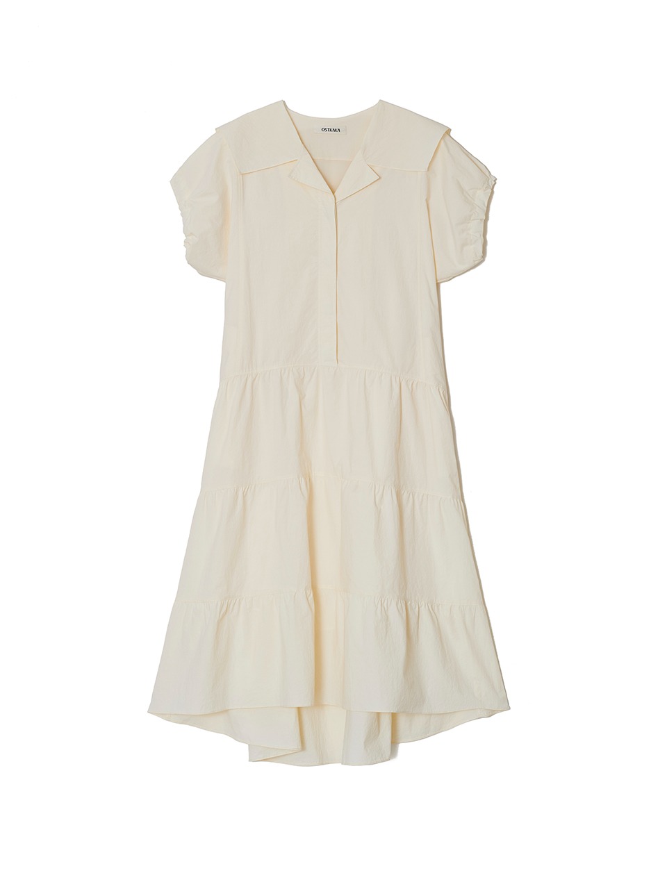 Sailor Collar Tiered Maxi Dress Cream