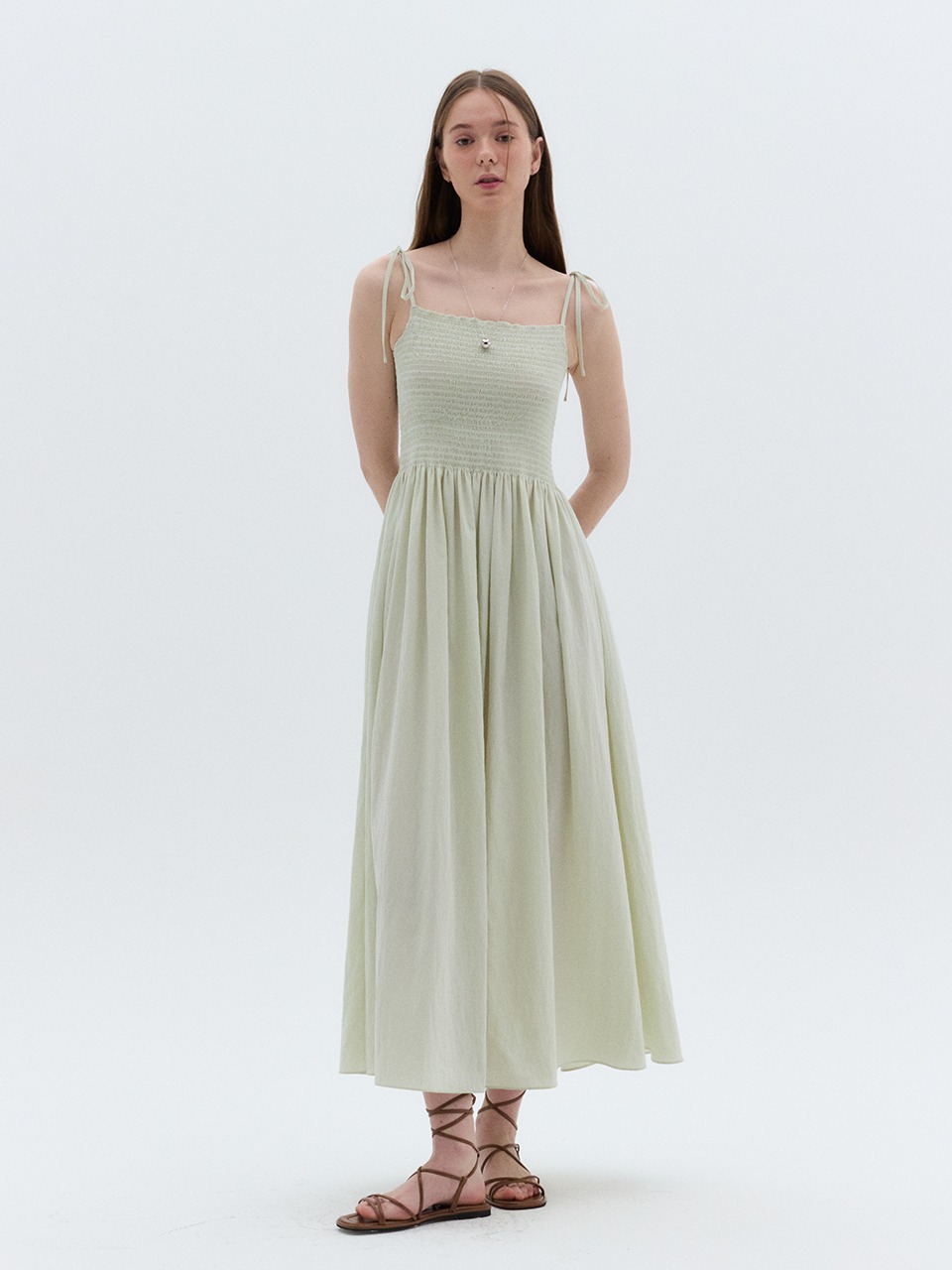 Smocking Strap Maxi Dress Mint