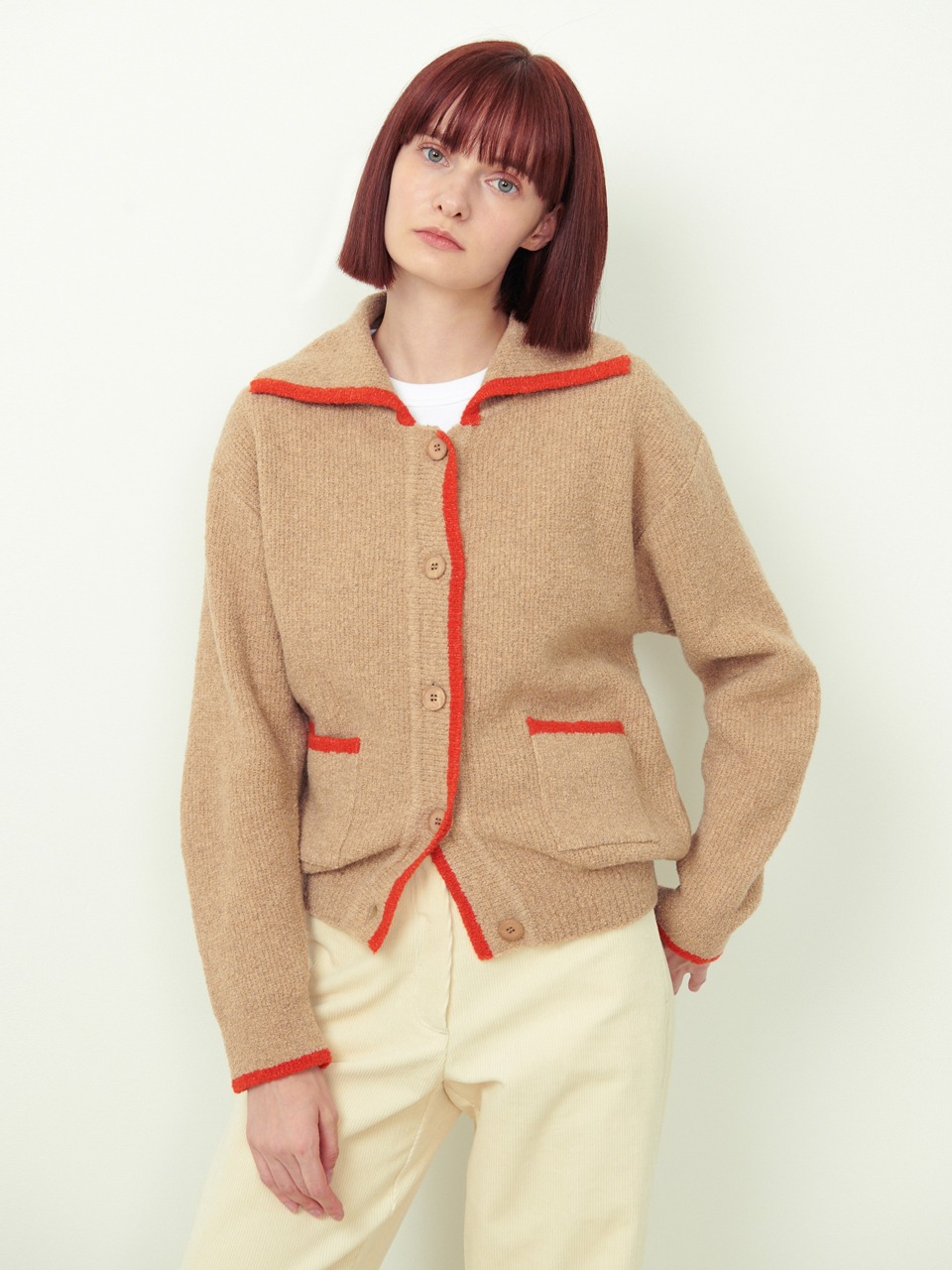 Sailor Marino Wool Knit Jacket Camel Beige