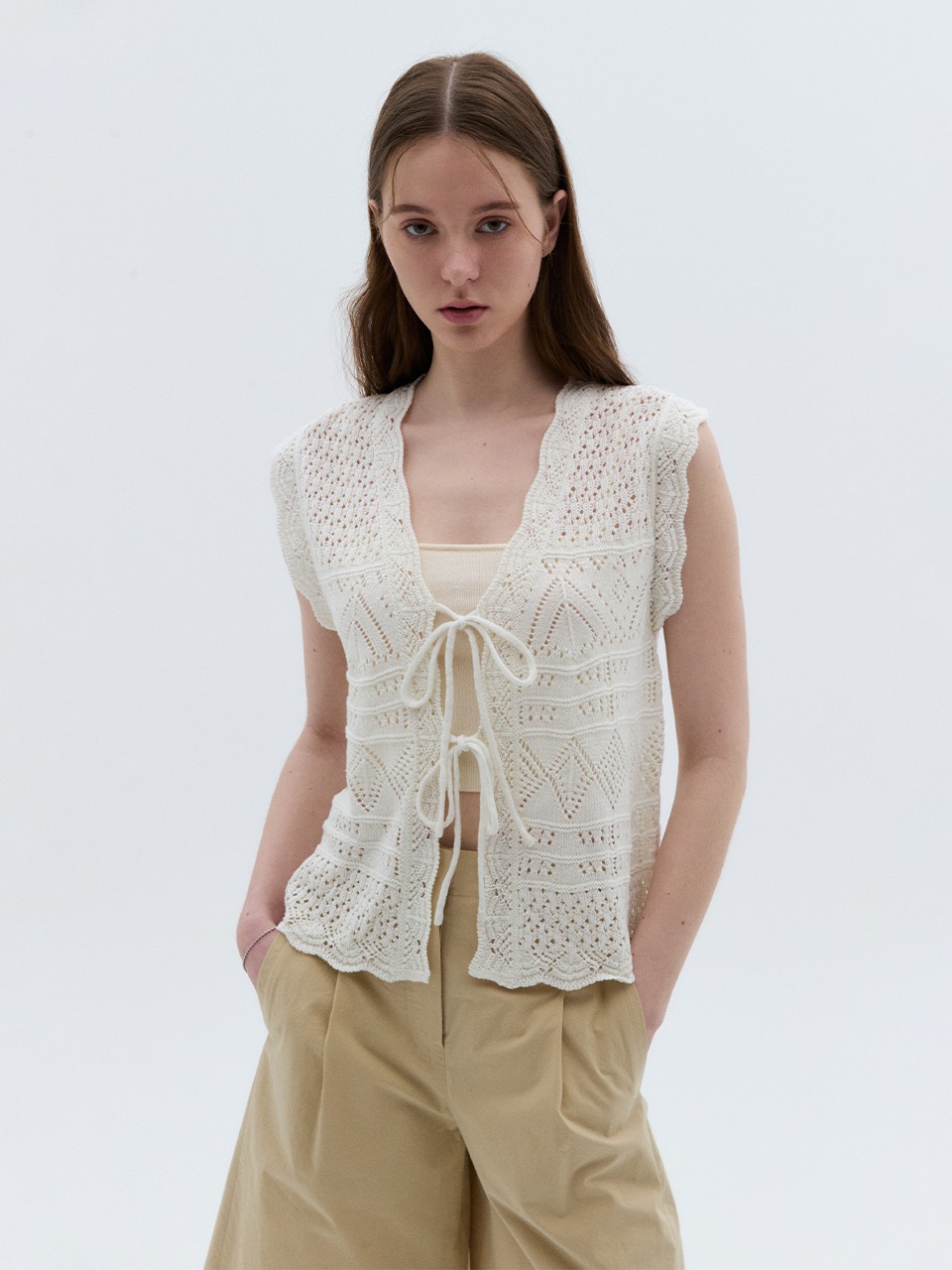 Skashi Strap Knit Vest Ivory