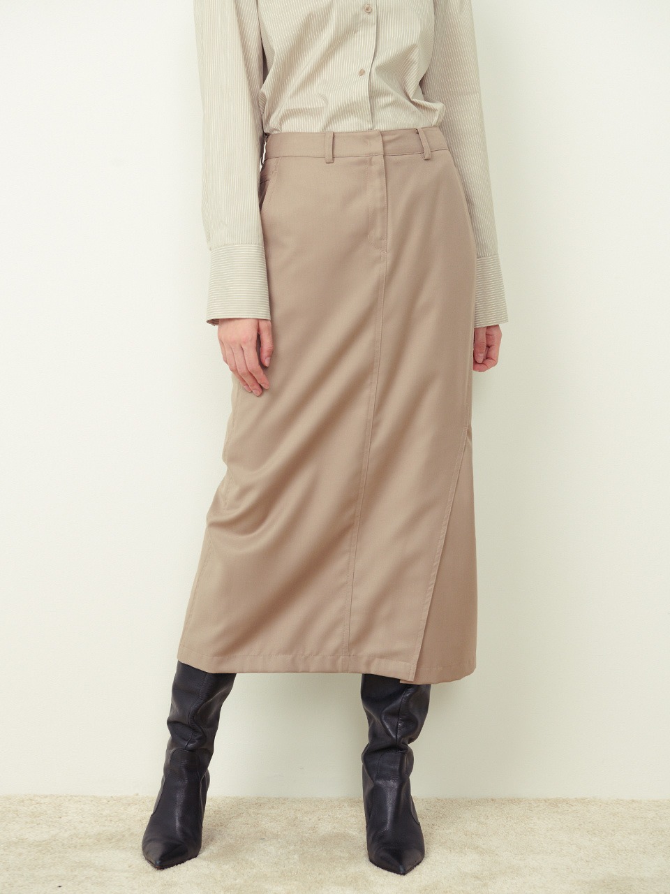 Megan Midi Skirt Beige