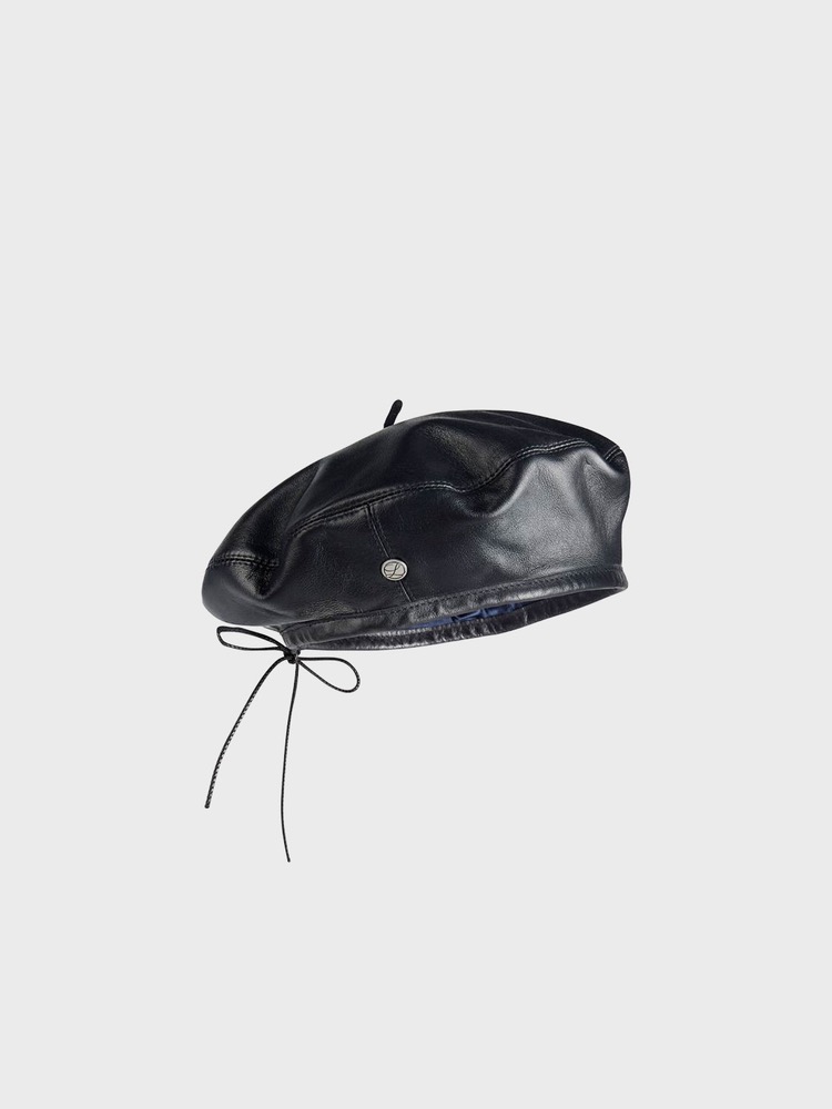 Bruce Lamb Leather Beret [Noir]