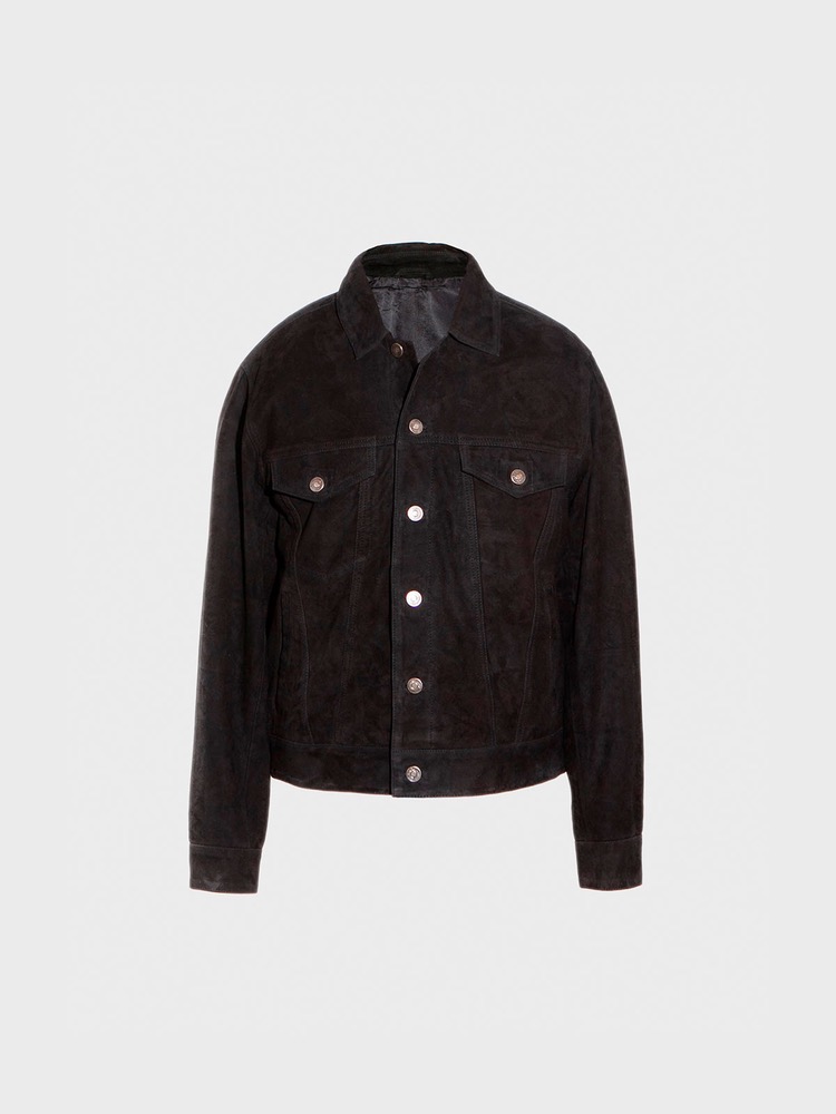 Goat Suede Trucker Jacket [Black]