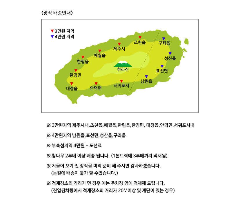 제주도 장작 배송안내