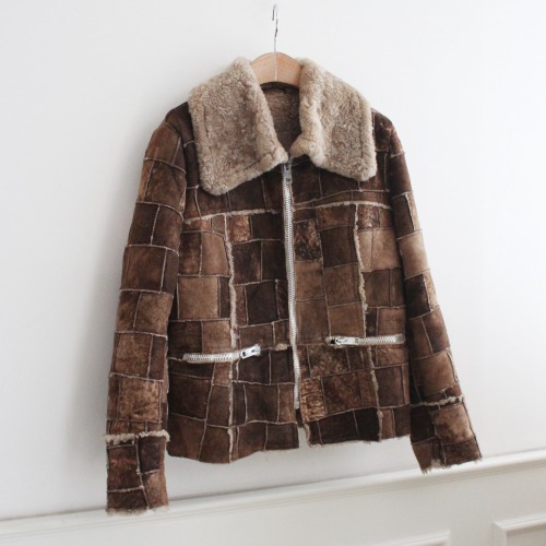 80&#039;s SHEEP SKIN MOUTON PATCHWORK JACKET