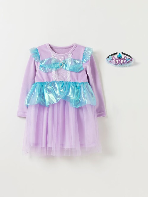 퍼플머메이드 벨로아 원피스 (머리띠 세트)