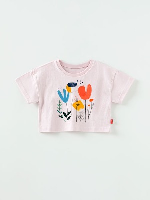 [신제품 5% 추가적립] 바다꽃 크롭 반팔 아트웍 티셔츠