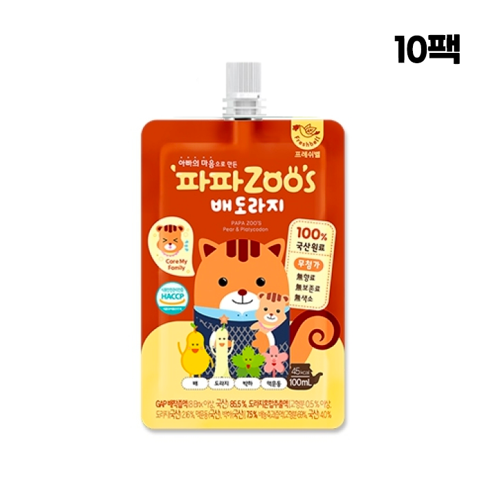 파파아이 파파주스 배 도라지 즙 100ml 10팩