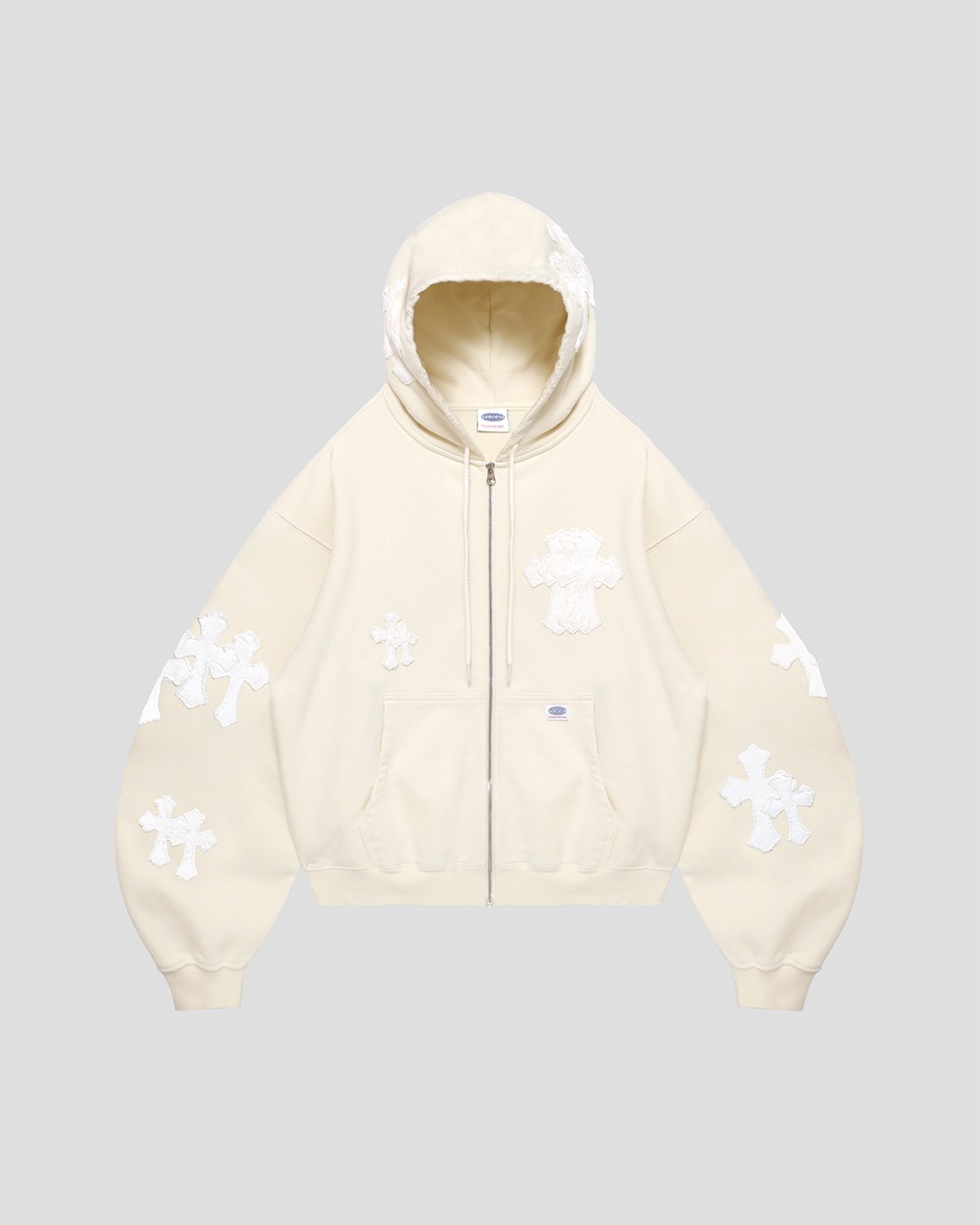 【Paragraph】25SS★ No.22 WHITE CROSS ZIP HOODIE WHITE CROSS ZIP HOODIE - PARAGRAPH | 60% - Asian Fashion