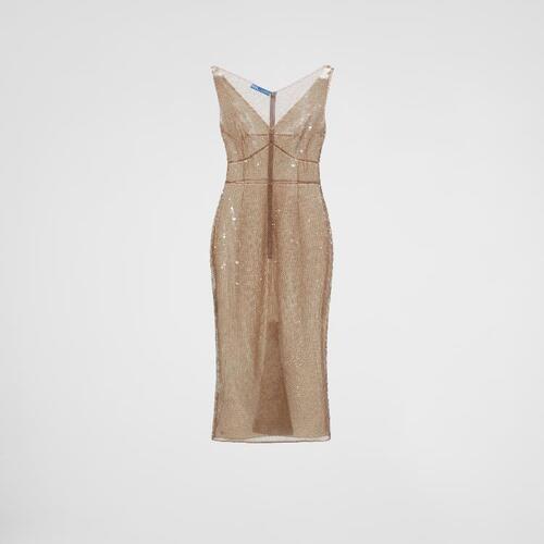 프라다 여성 원피스 PRADA 자수 튤 드레스 P3L12R_13YF_F0164_S_OOO