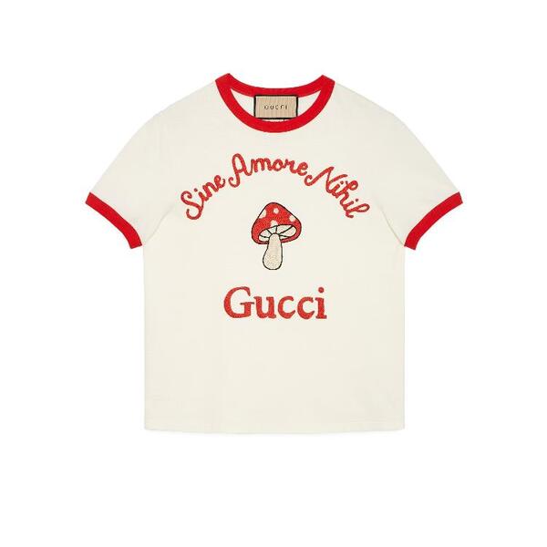 구찌 여성 스웨터 GUCCI GUCCI SINE AMORE NIHIL 코튼 저지 티셔츠 723566XJFT29088